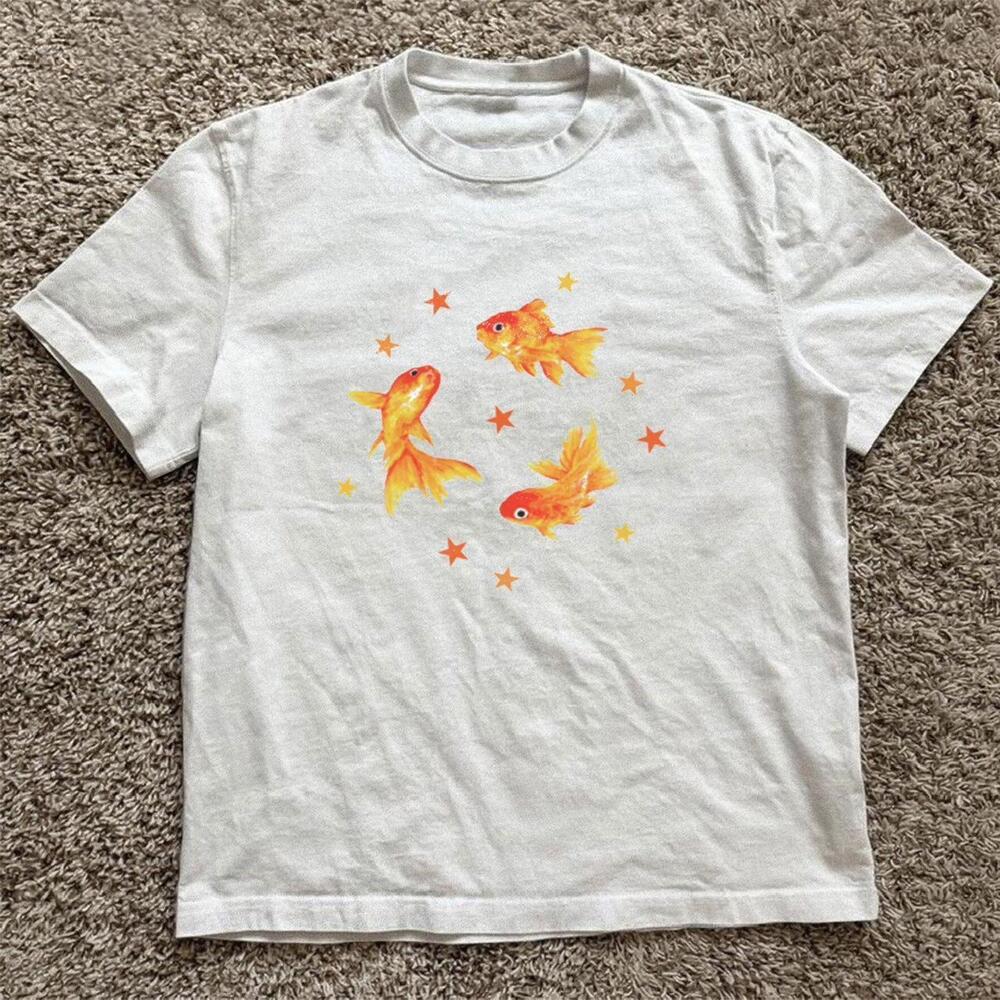 White Goldfish And Stars T-Shirt